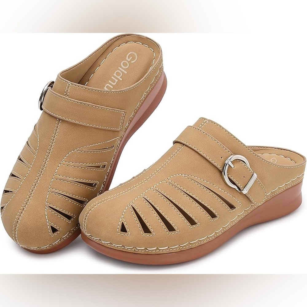 Tan Faux Leather Women's Slip-On Shoes